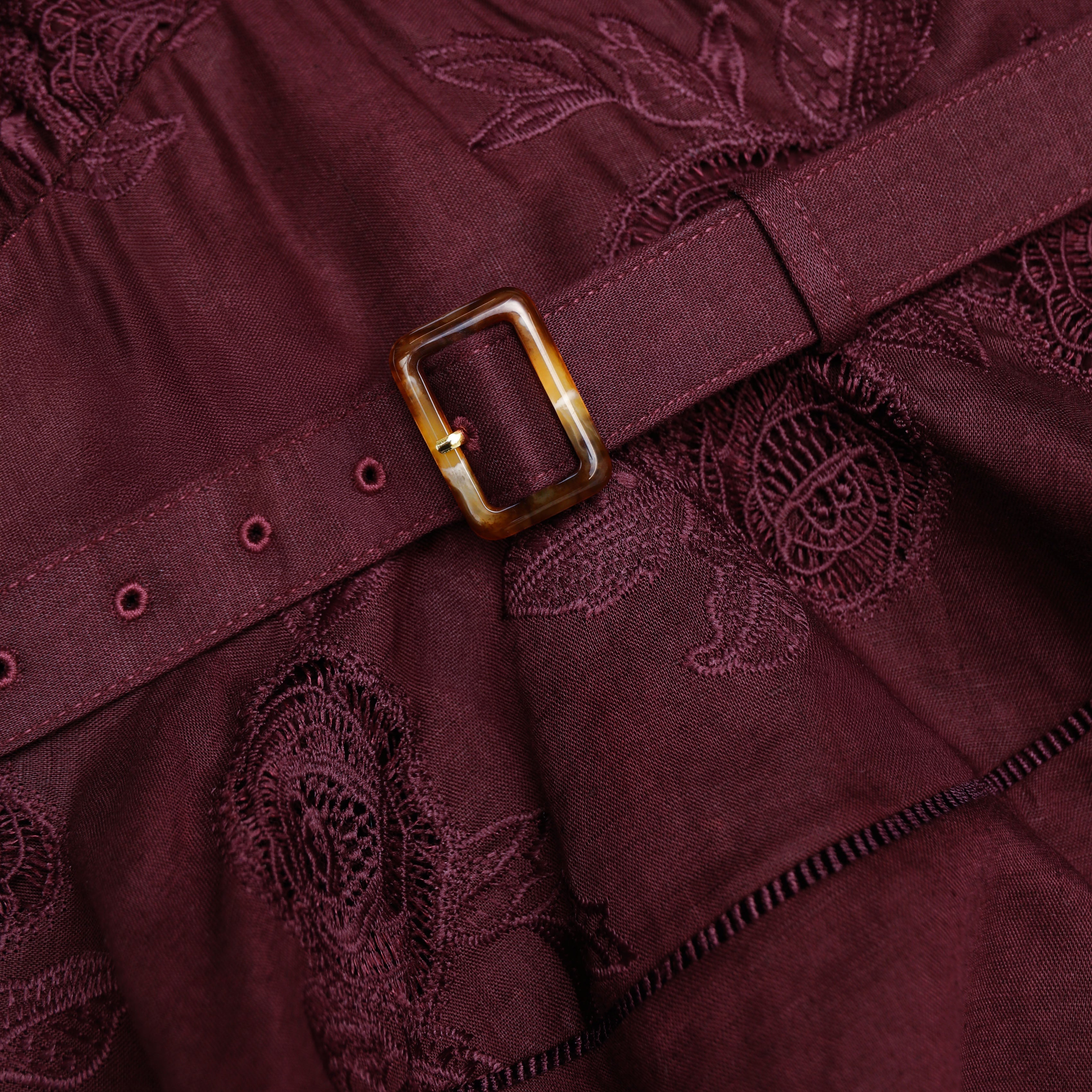 Plum Linen Blend Peplum Midi Dress