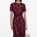 Burgundy Lace Midi Dress