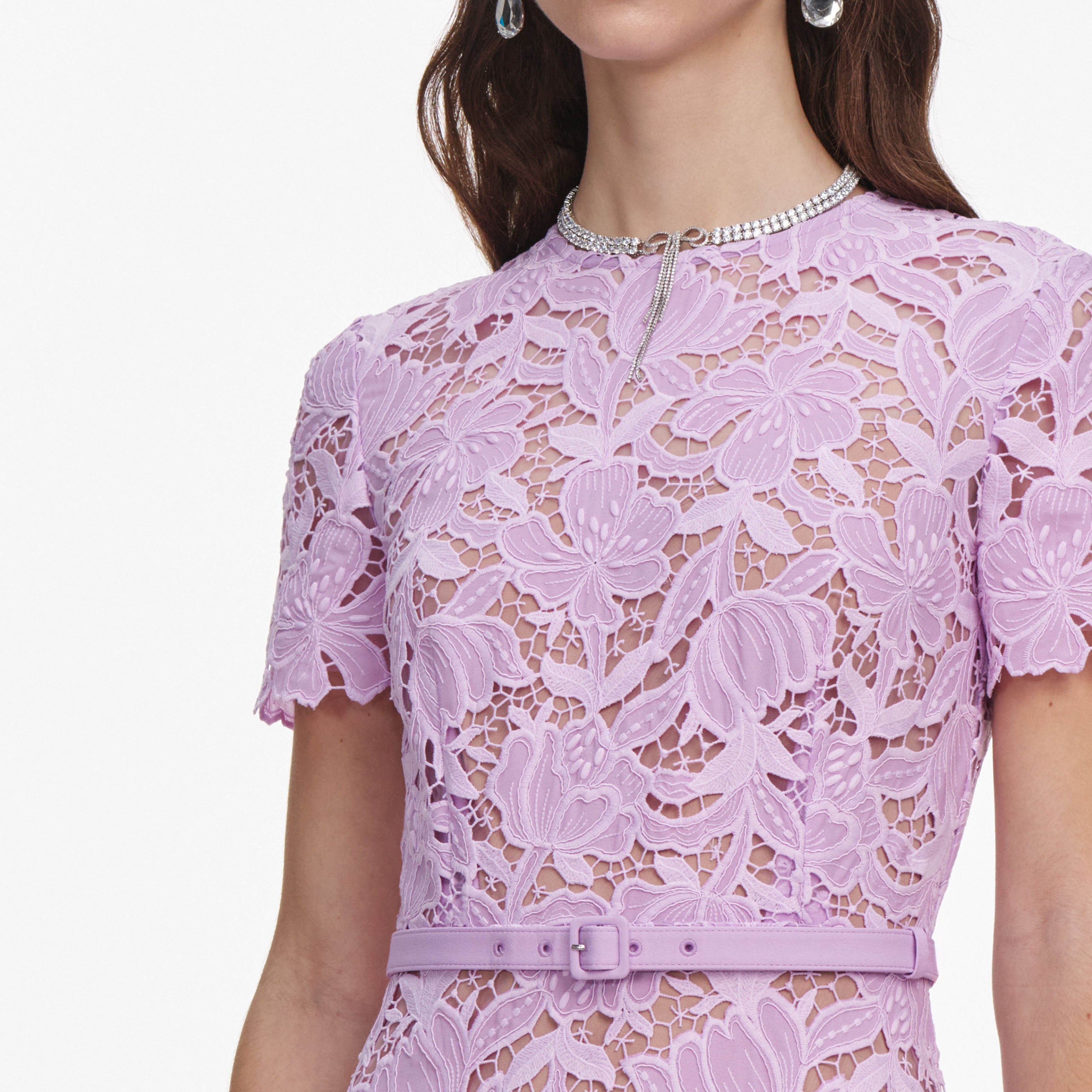 Lilac Lace Midi Dress