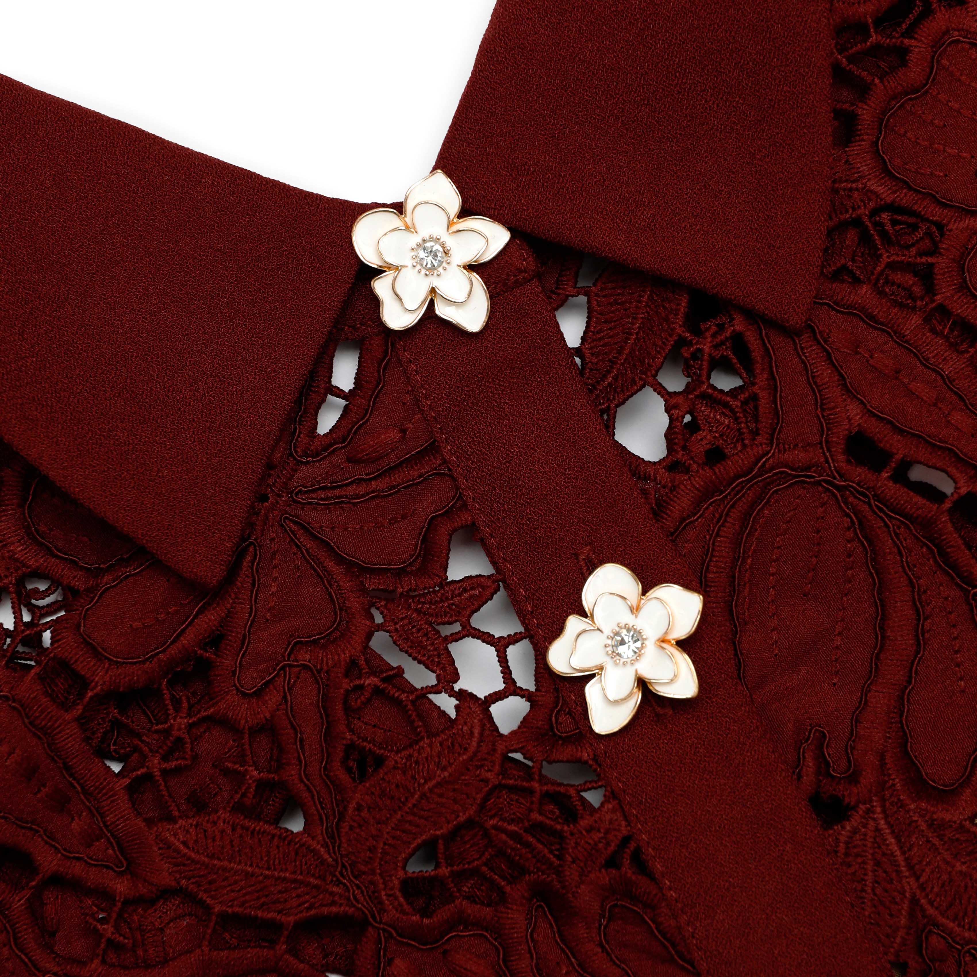 Burgundy Lace Mini Dress