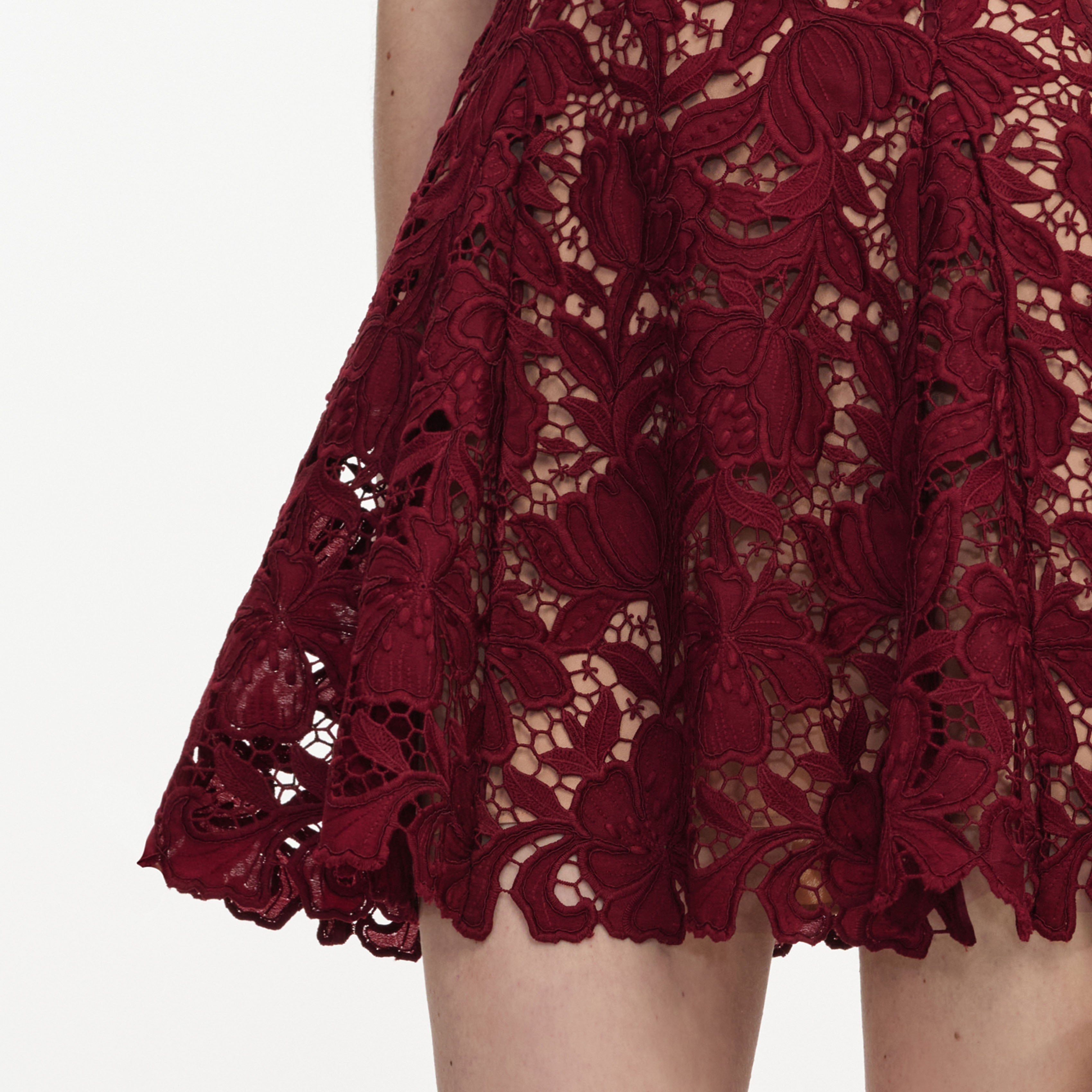 Burgundy Lace Mini Dress