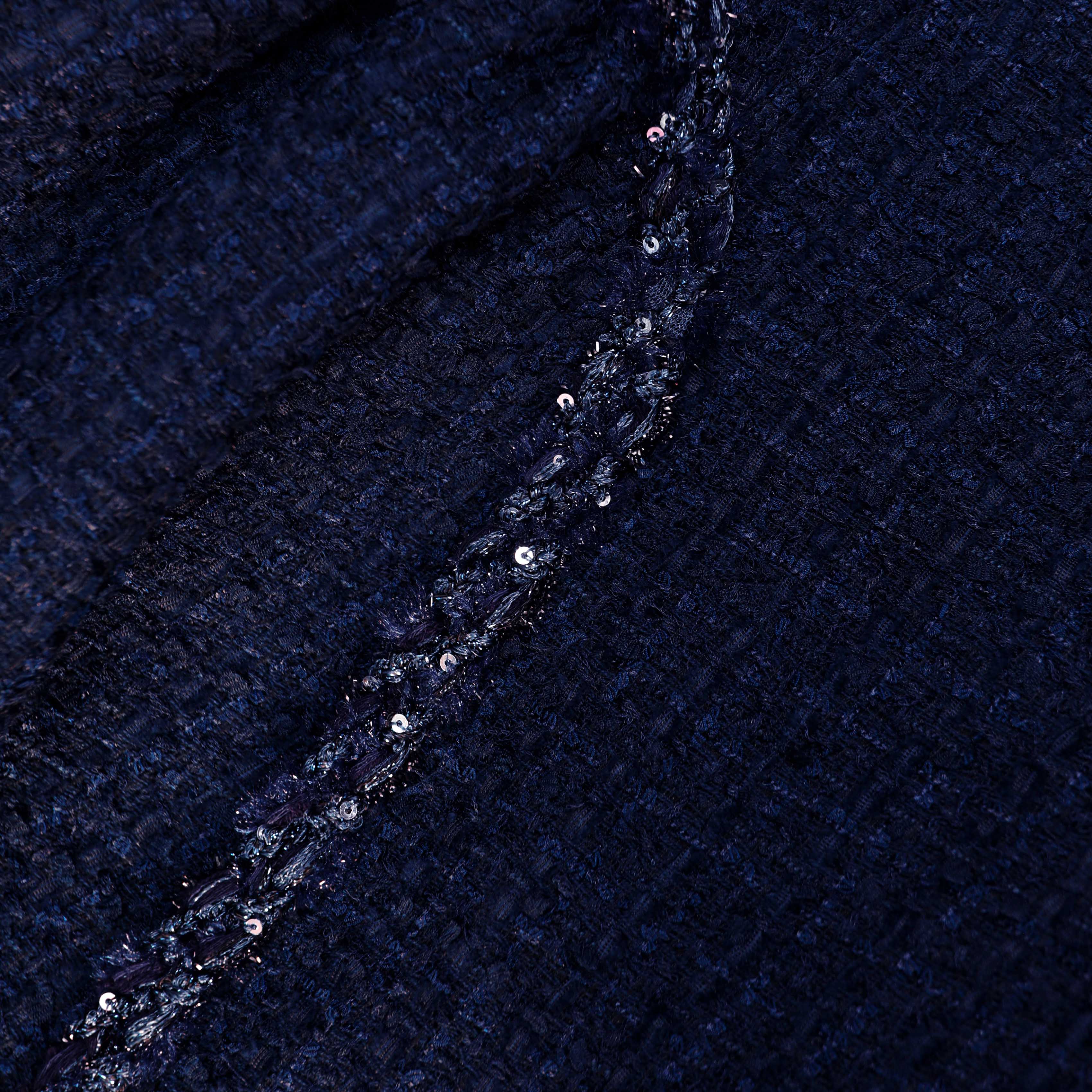 Navy Boucle Midi Dress