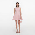 Pink Boucle Sleeveless Mini Dress