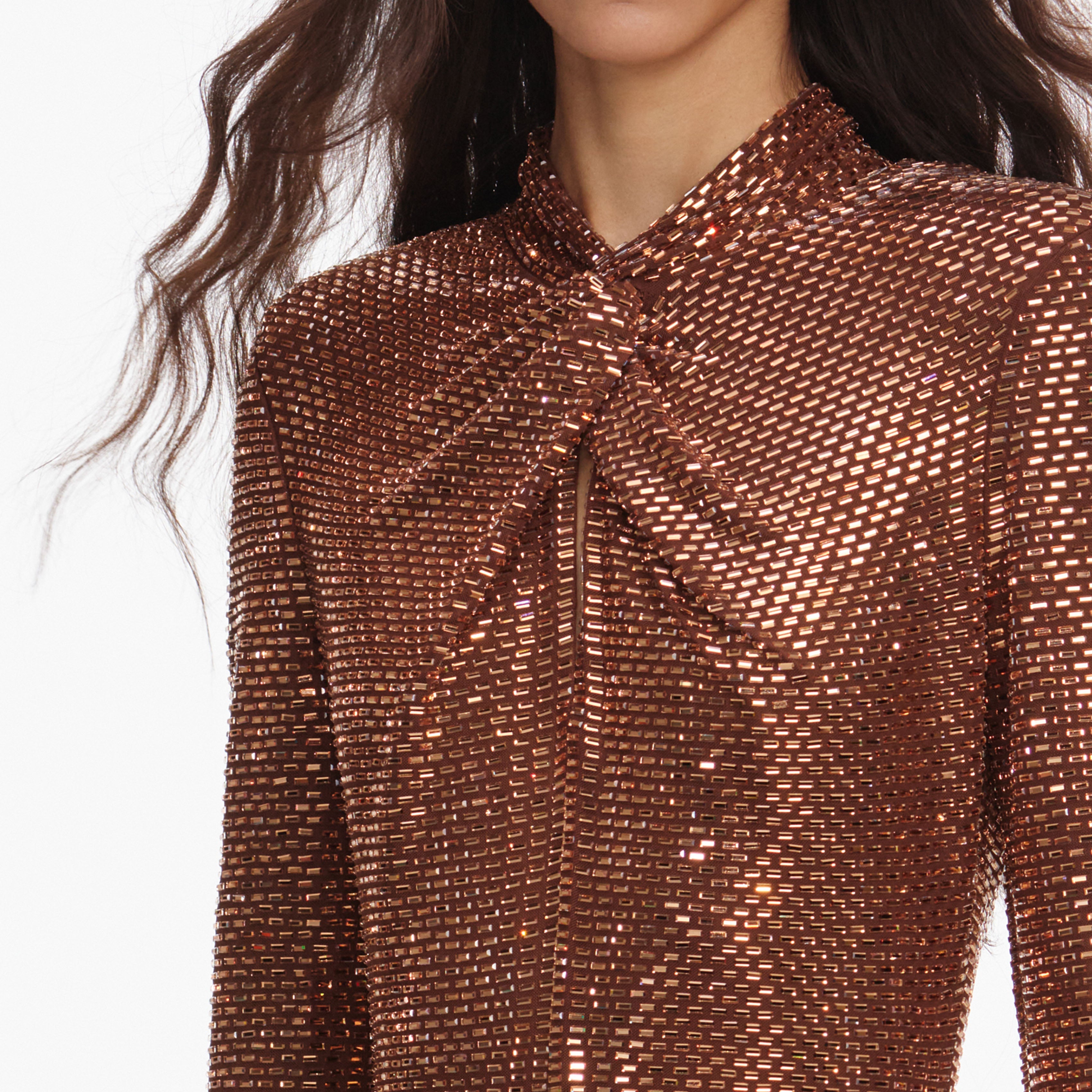Bronze Rhinestone Midi Dress