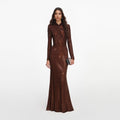 Brown Rhinestone Maxi Dress