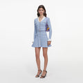 Blue Ribbed Knit Mini Dress