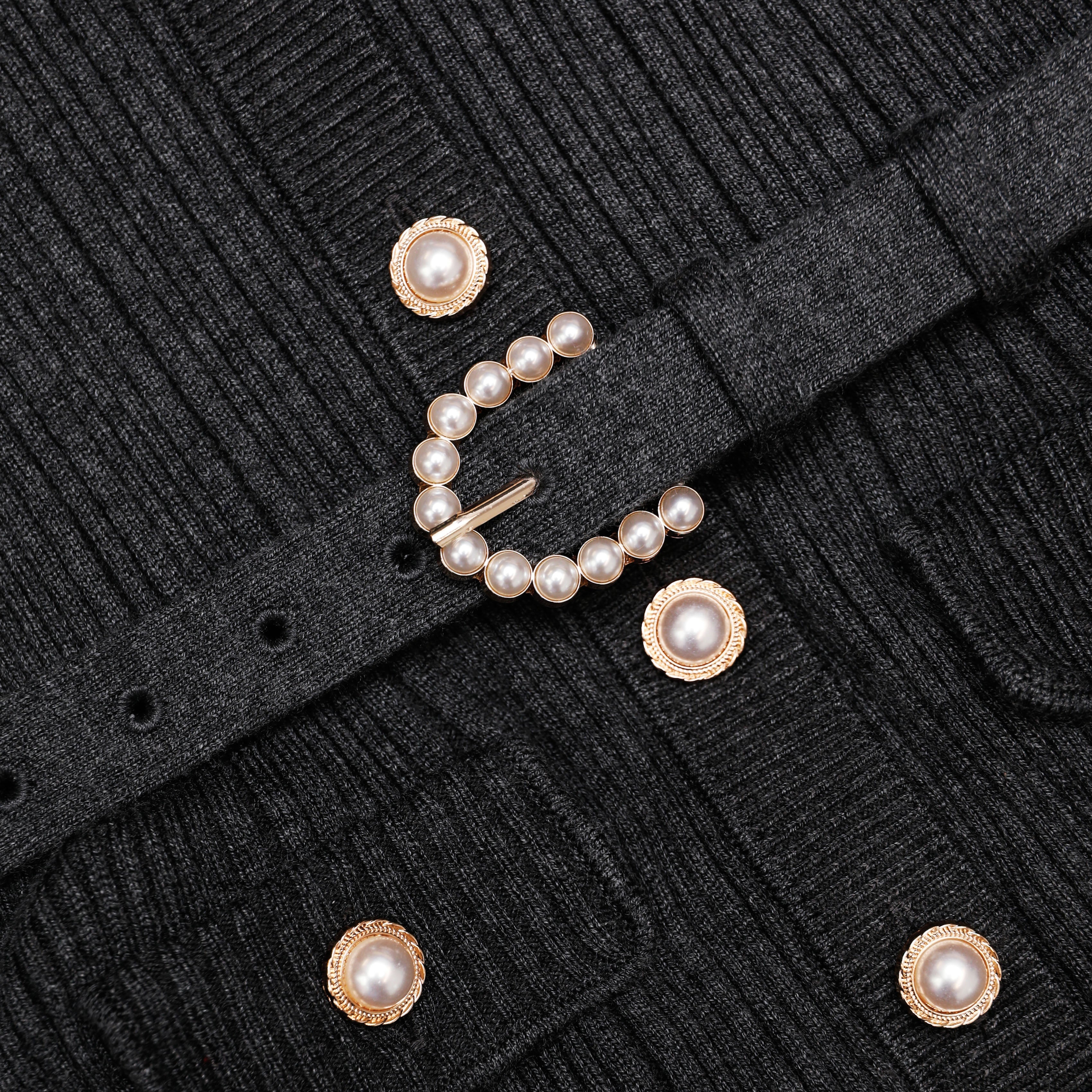 Grey Knit Twill Midi Dress