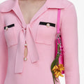 Pink Viscose Knit Tie Mini Dress