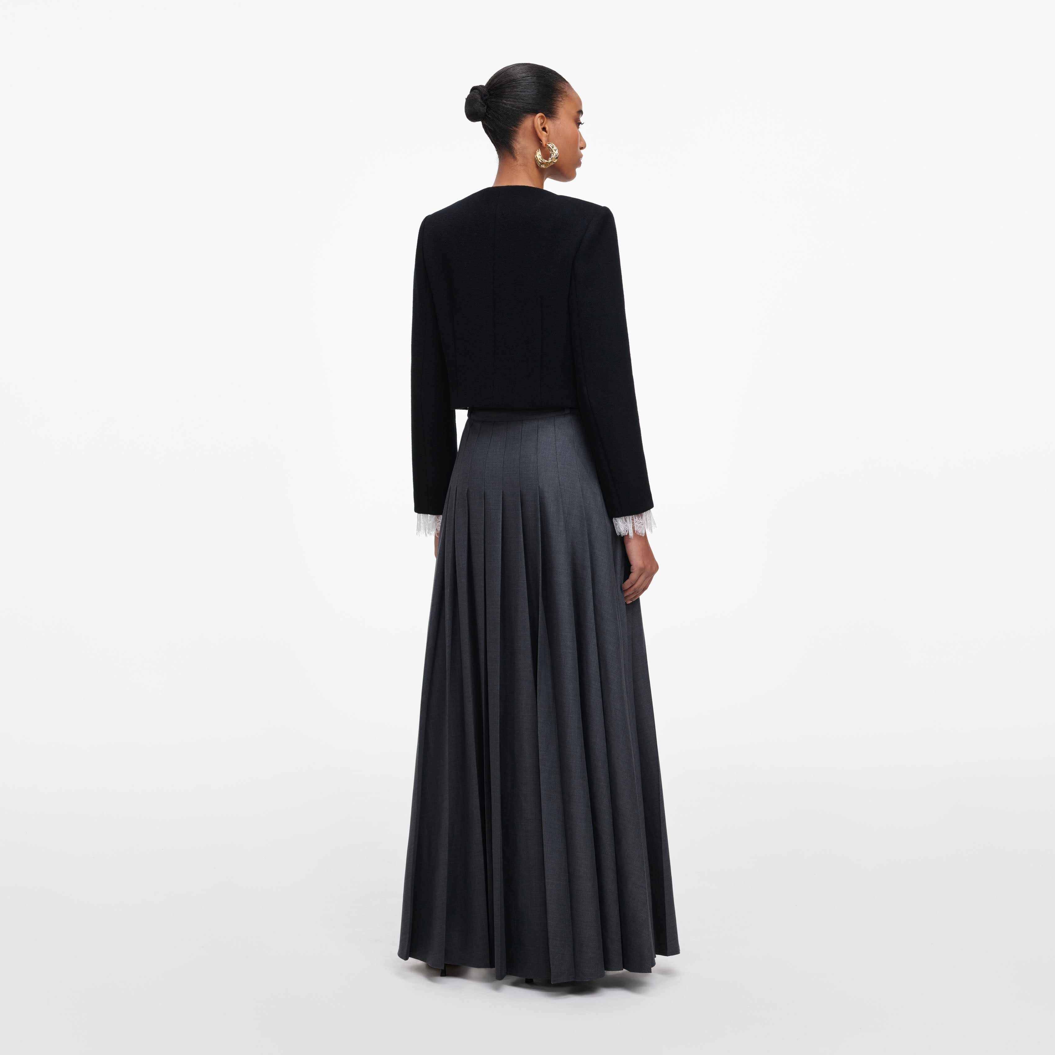 Grey Pleated Maxi Skirt – self-portrait-EU