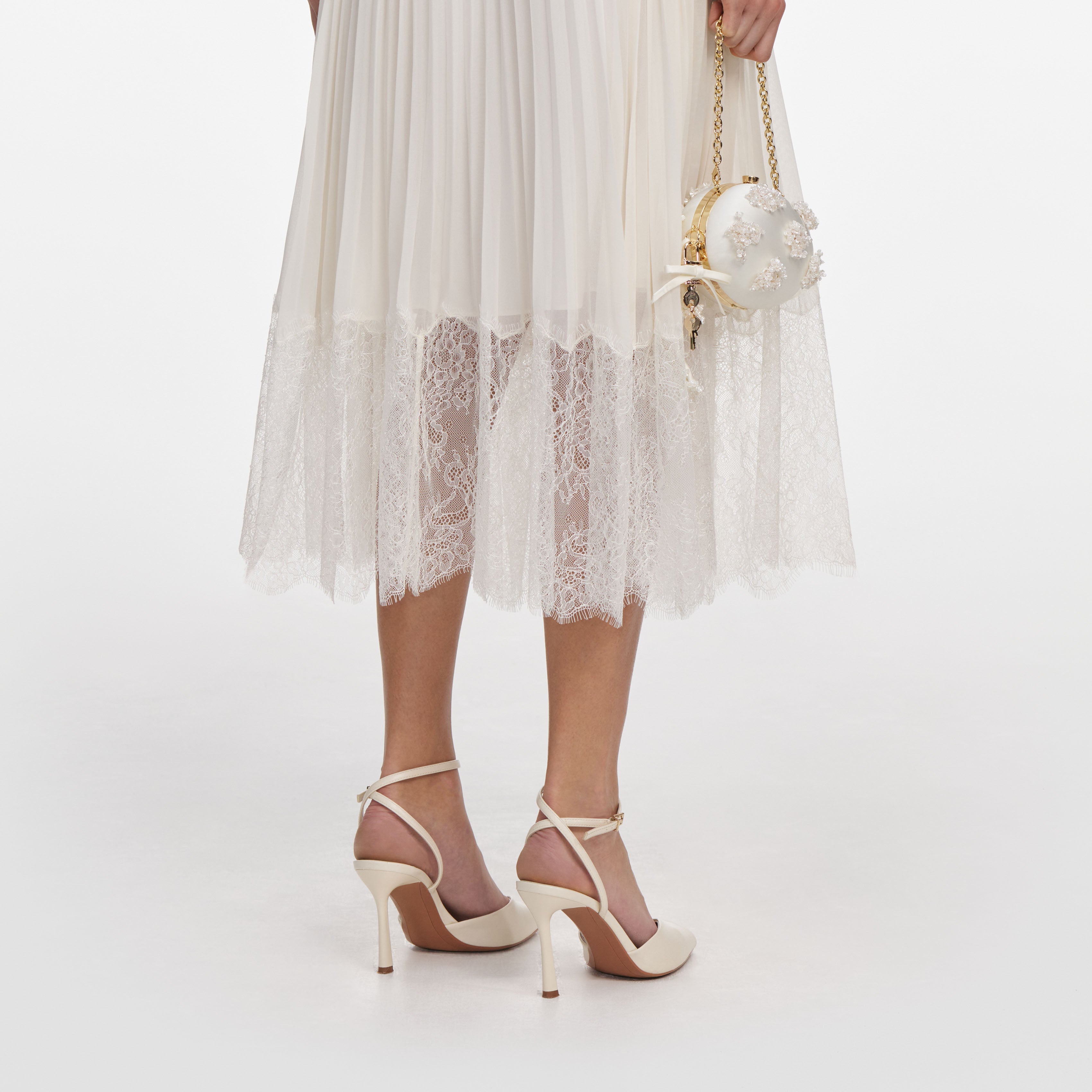 Cream Boucle Shawl Collared Midi Dress