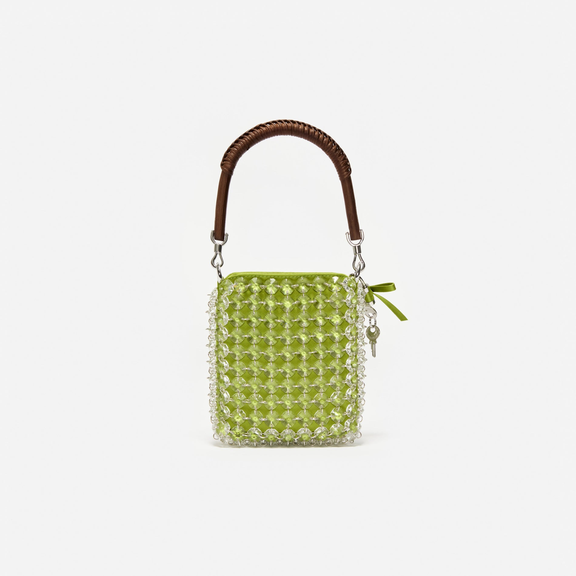 Green Crystal Chain Mini Tote Bag