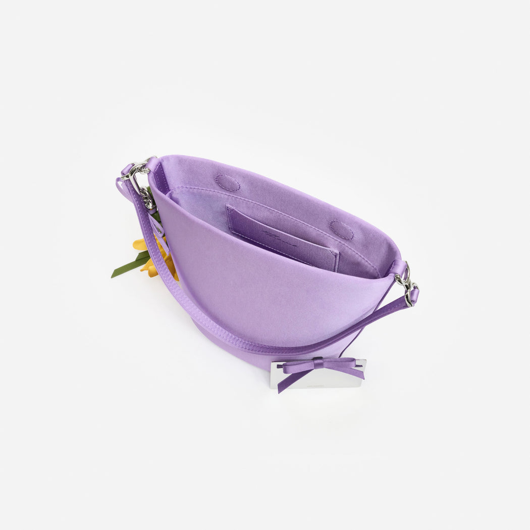 Lilac Satin Bucket Bag