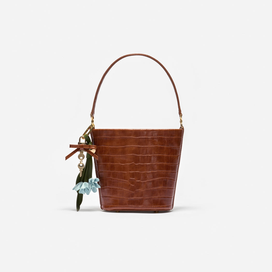 Brown Leather Bucket Bag