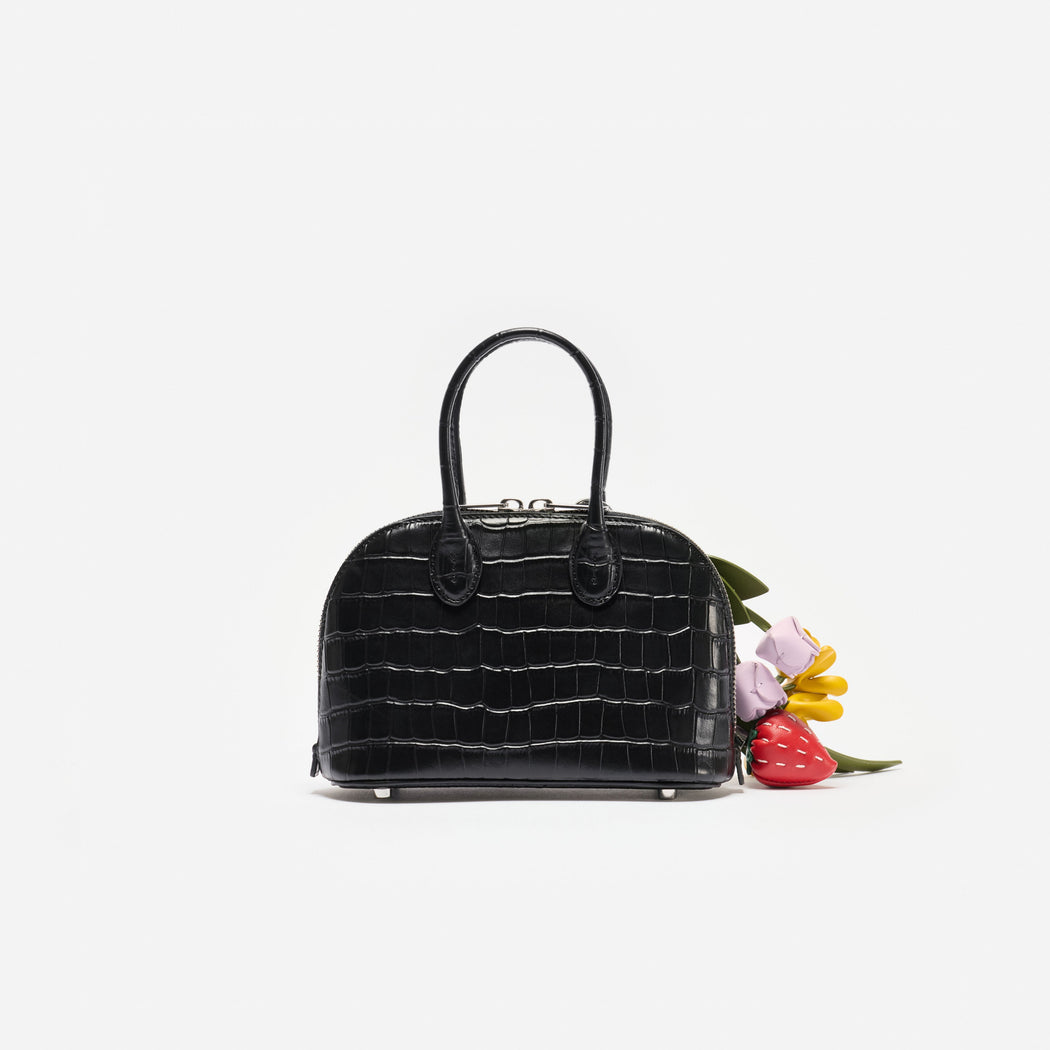 Embossed Leather Black Mini Bag