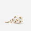 Cream Satin Pink Floral Beaded Oval Clutch