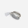 Grey Oval Crystal Chain Clutch Bag