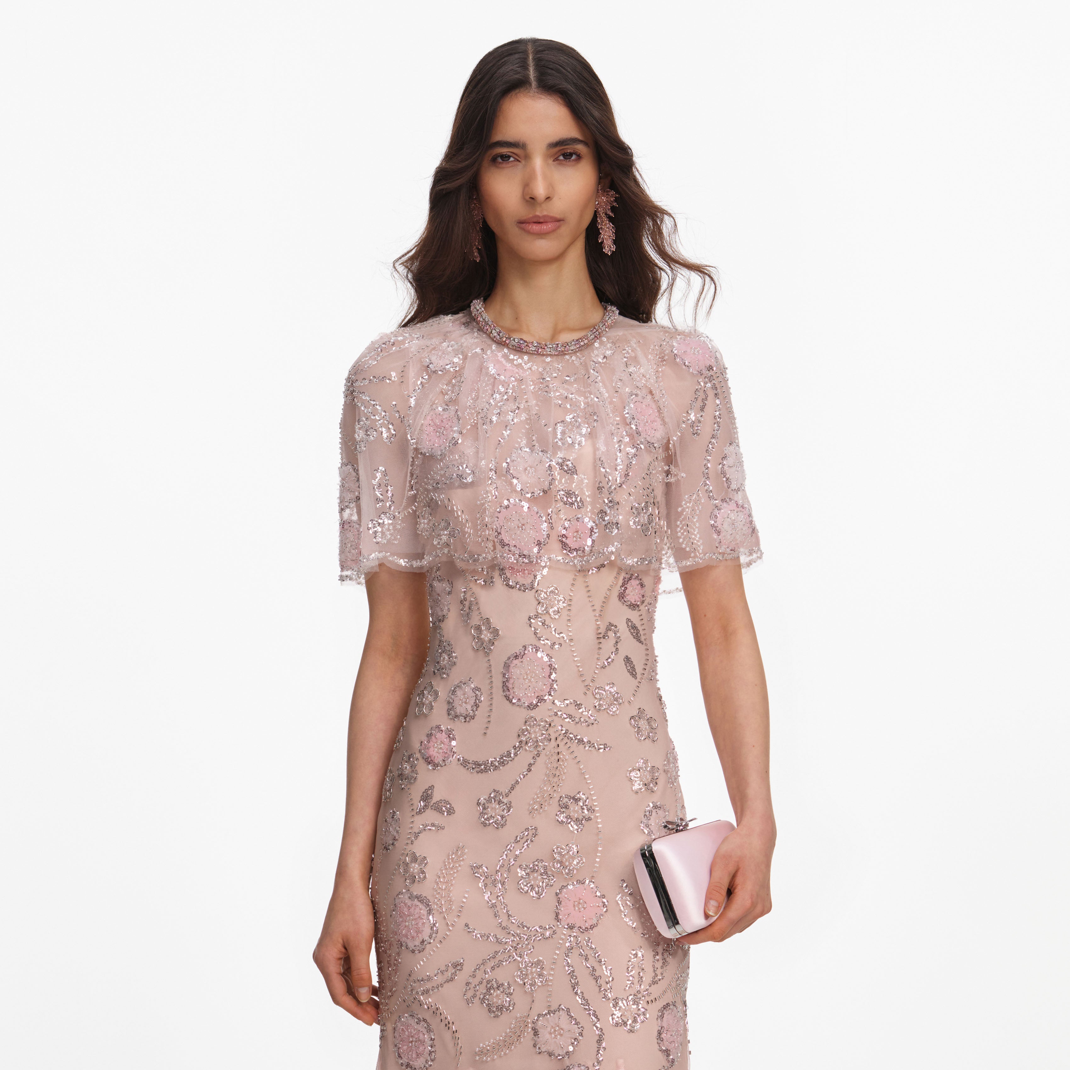 Pink Satin Clutch Bag