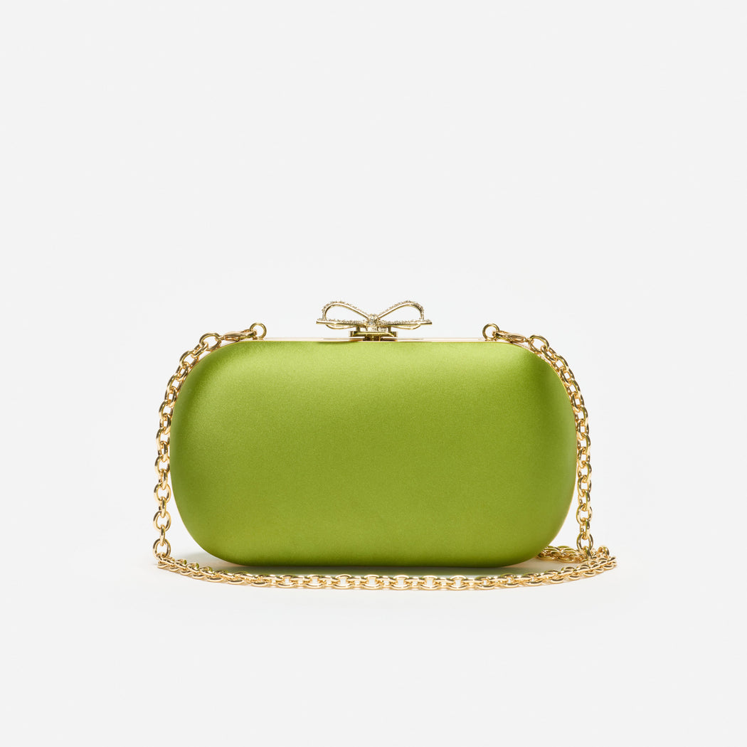 Green Satin Clutch Bag