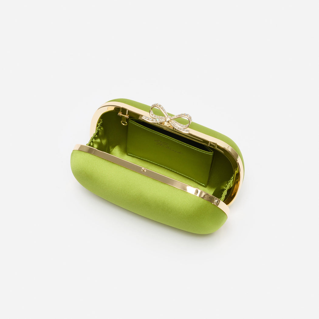 Green Satin Clutch Bag