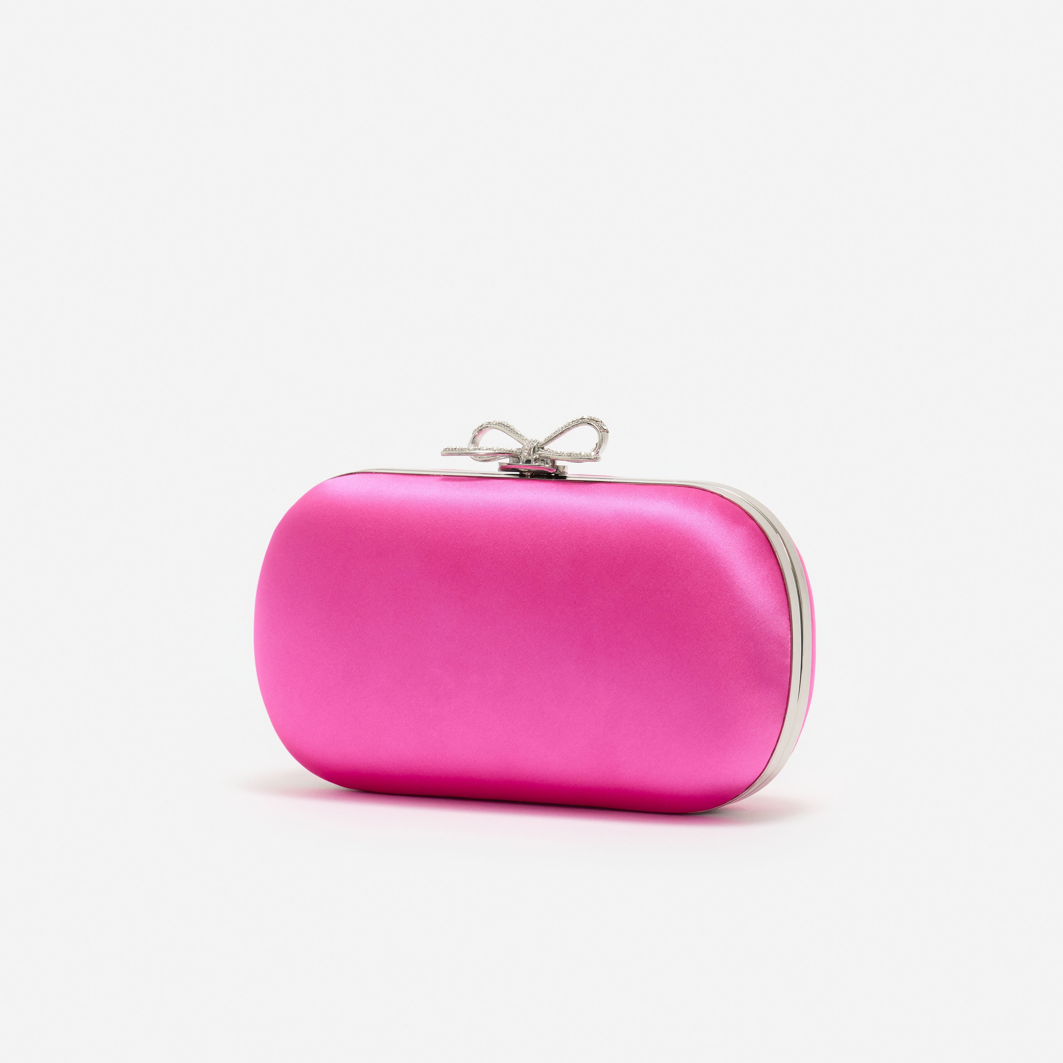 Bright Pink Satin Clutch Bag