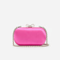 Bright Pink Satin Clutch Bag