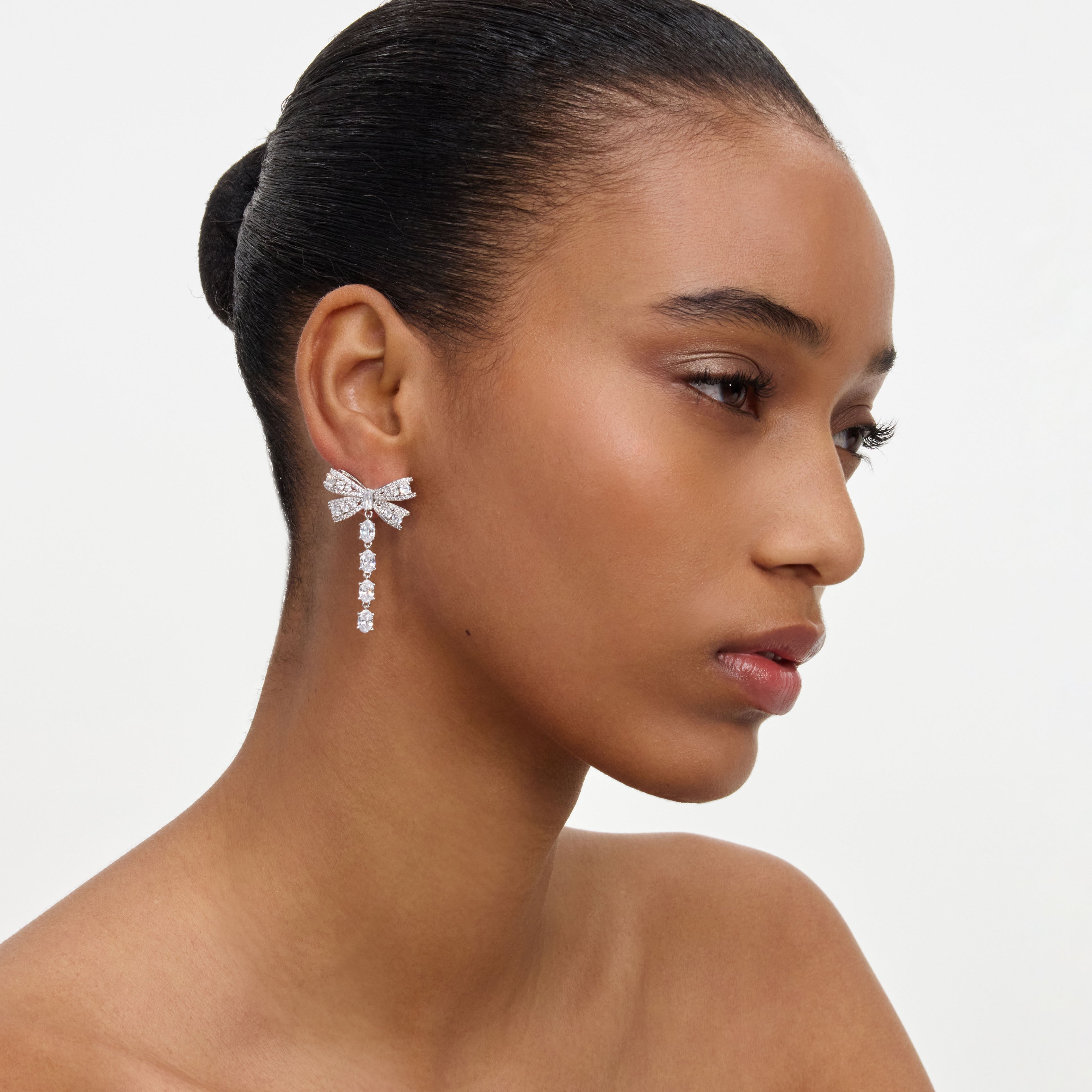Crystal Heart Bow Drop Earrings – self-portrait-EU