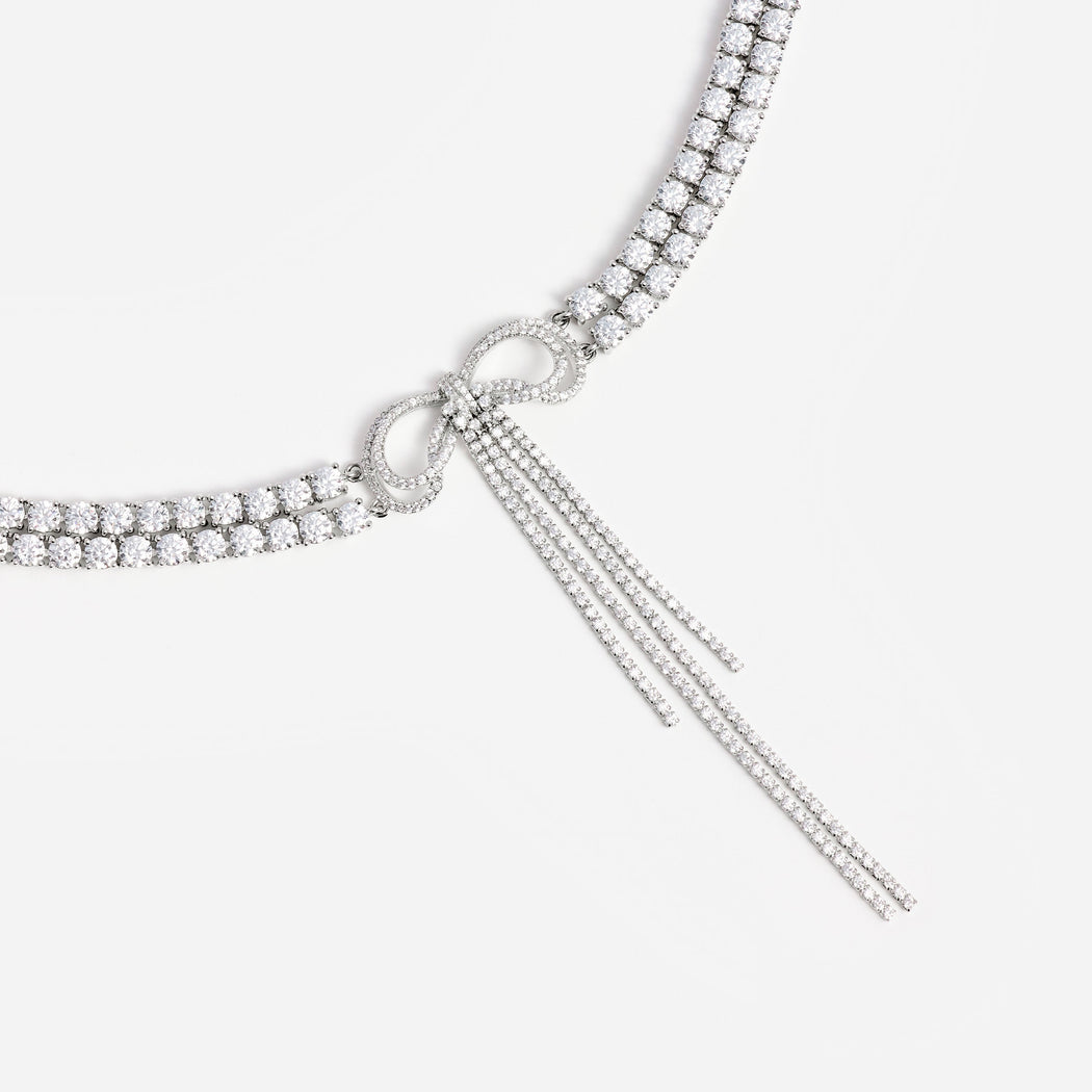 Double Crystal Bow Choker
