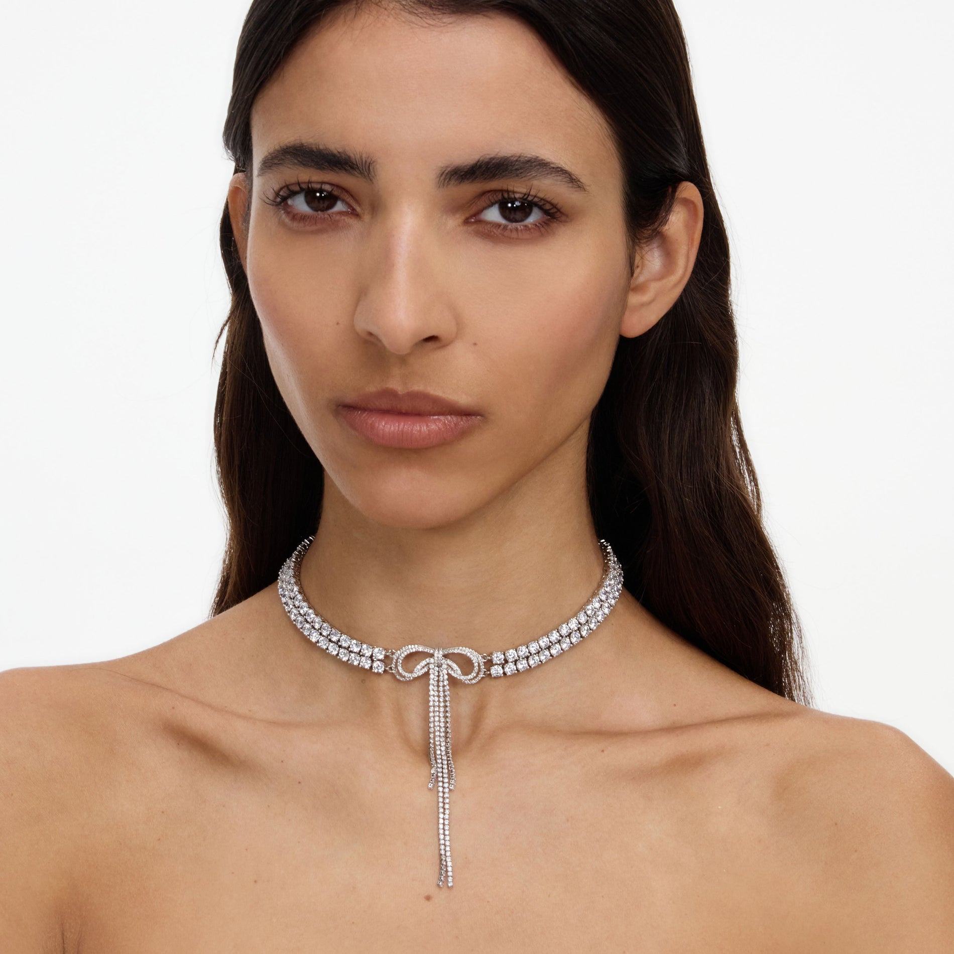 Double Crystal Bow Choker