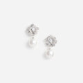 Mini Crystal Flower Pearl Earrings
