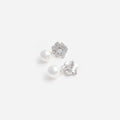 Mini Crystal Flower Pearl Earrings