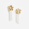 Gold Flower Pearl Dangle Earrings