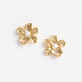 Gold Pearl Flower Earrings