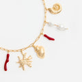 Gold Coral Pearl Charm Necklace