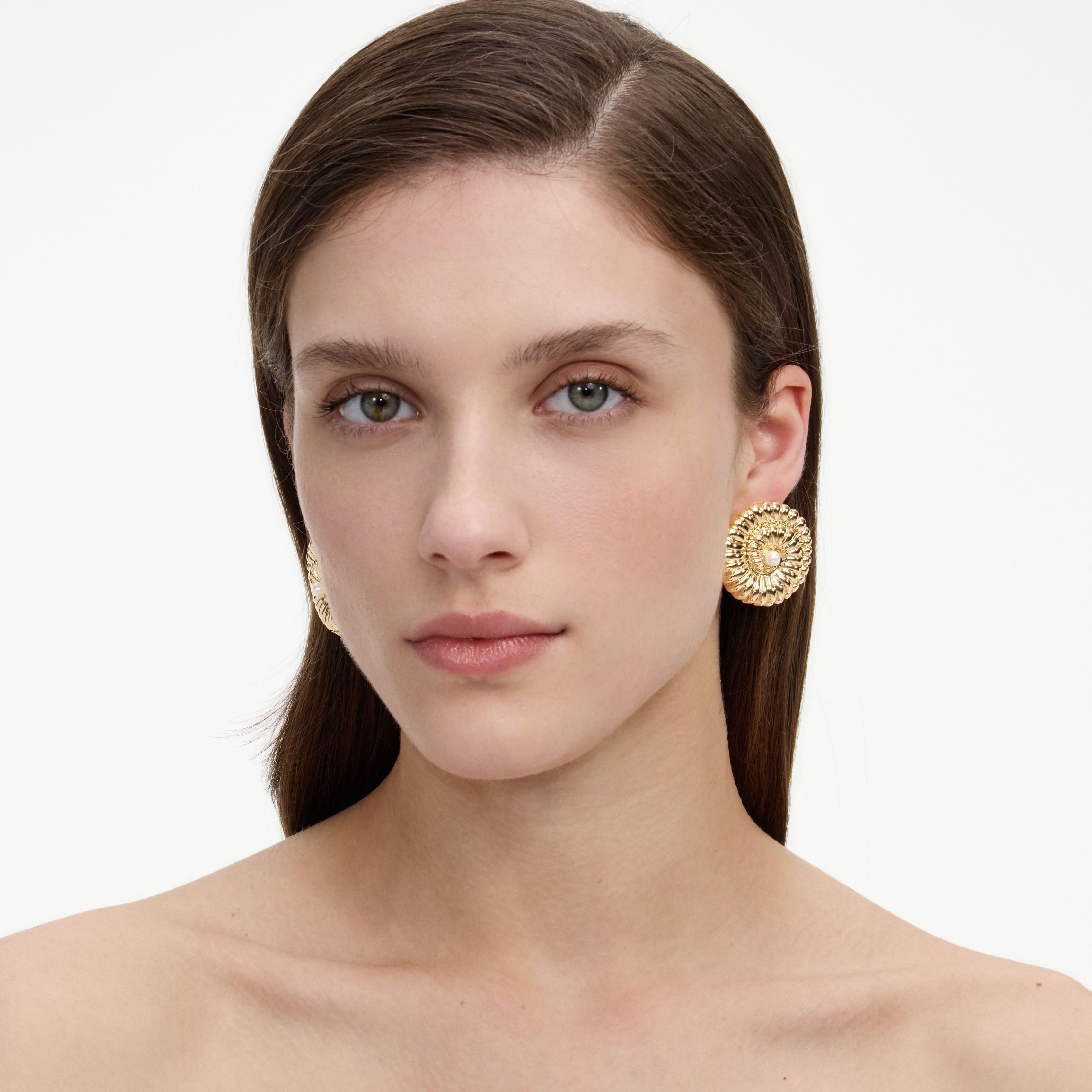 Gold Pearl Shell Earrings