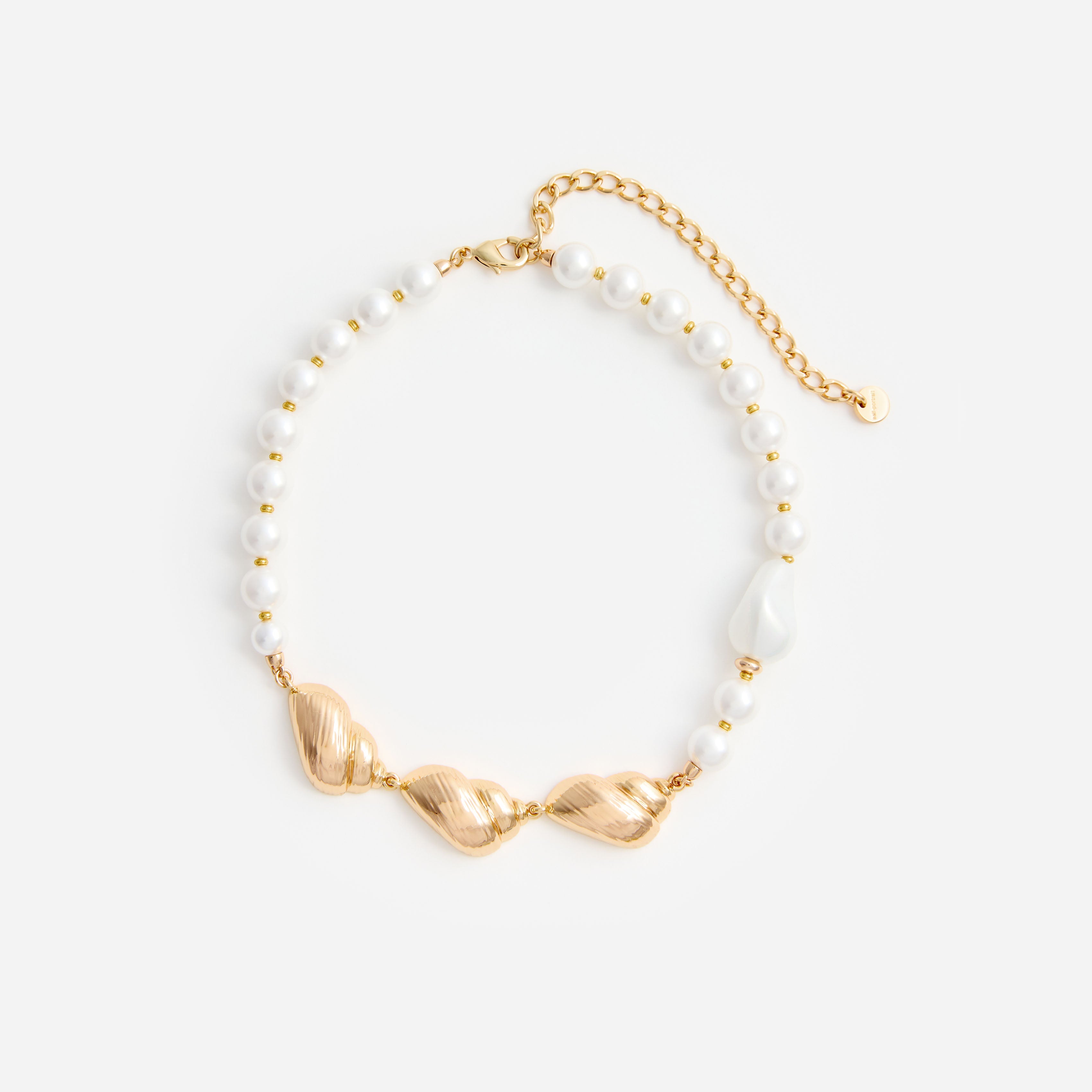 Gold Shell And Pearl Necklace