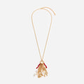 Gold Coral Charm Cluster Necklace
