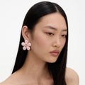 Pink Enamel Flower Earrings