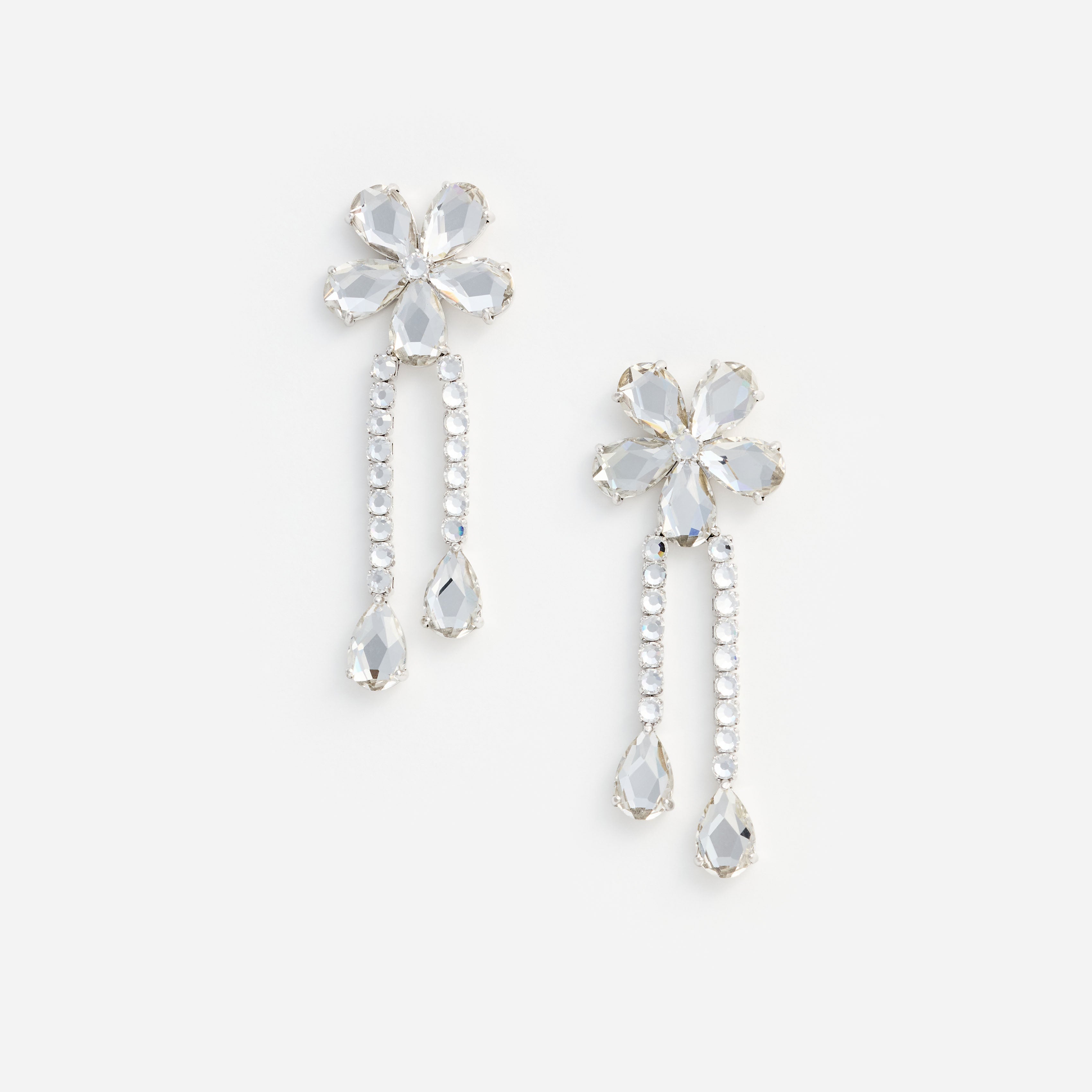 Crystal Flower Droplet Earrings