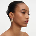 Gold Flower Pearl Jacket Earrings