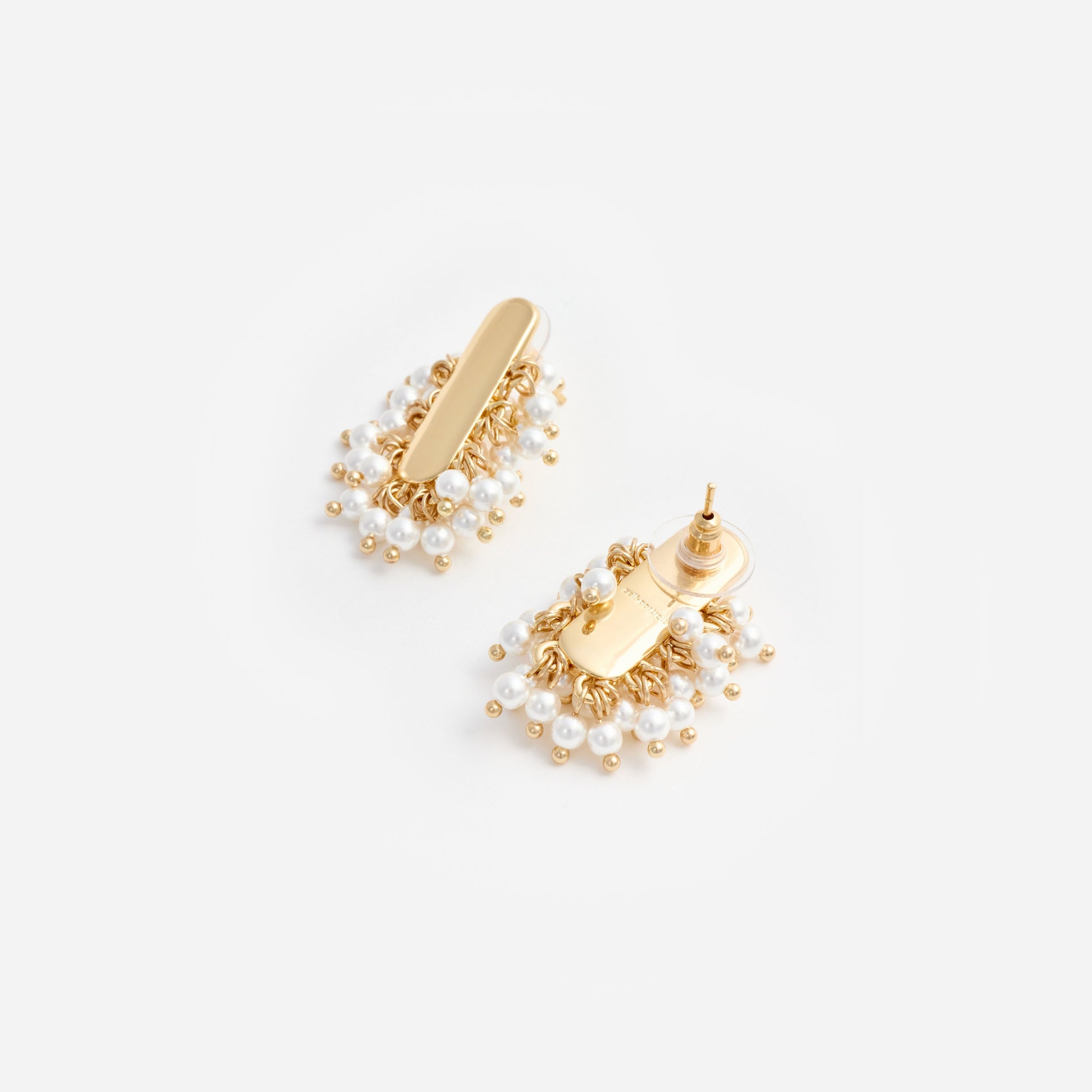 Gold Pearl Cluster Earrings