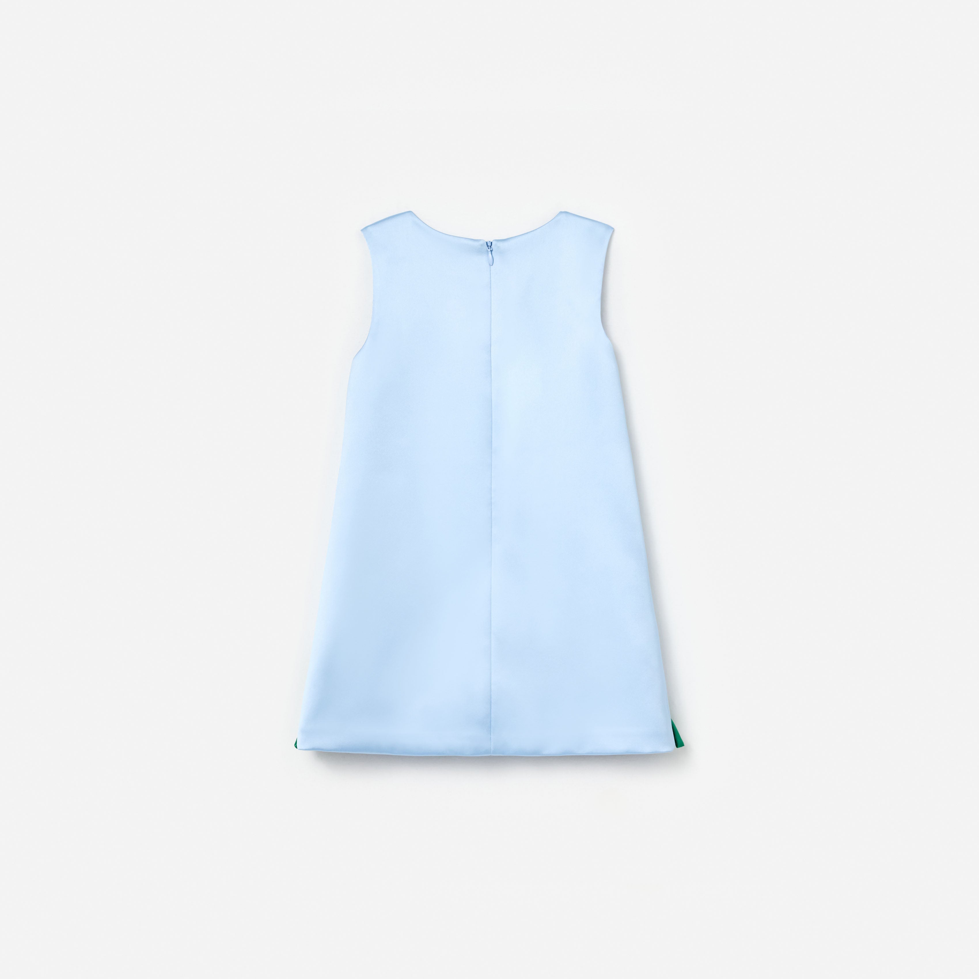 Blue Bonded Satin 3D Flower Dress