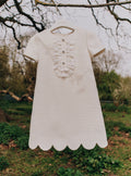 Cream Boucle Lace Bib Dress