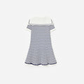 Navy And Cream Stripe Knitted Dress