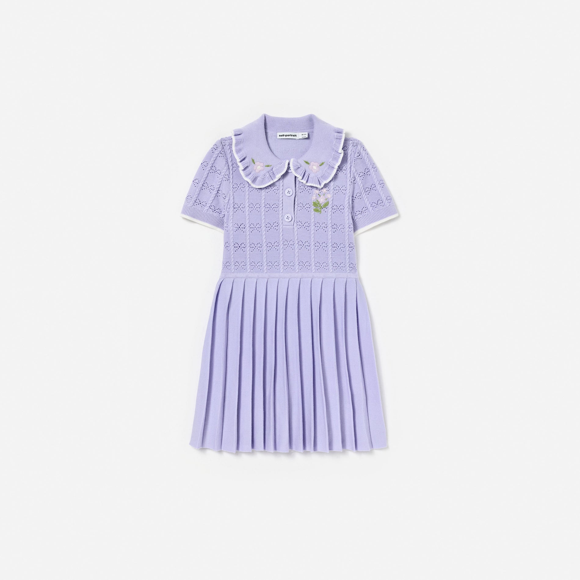 Lilac Pleated Pointelle Knit Dress