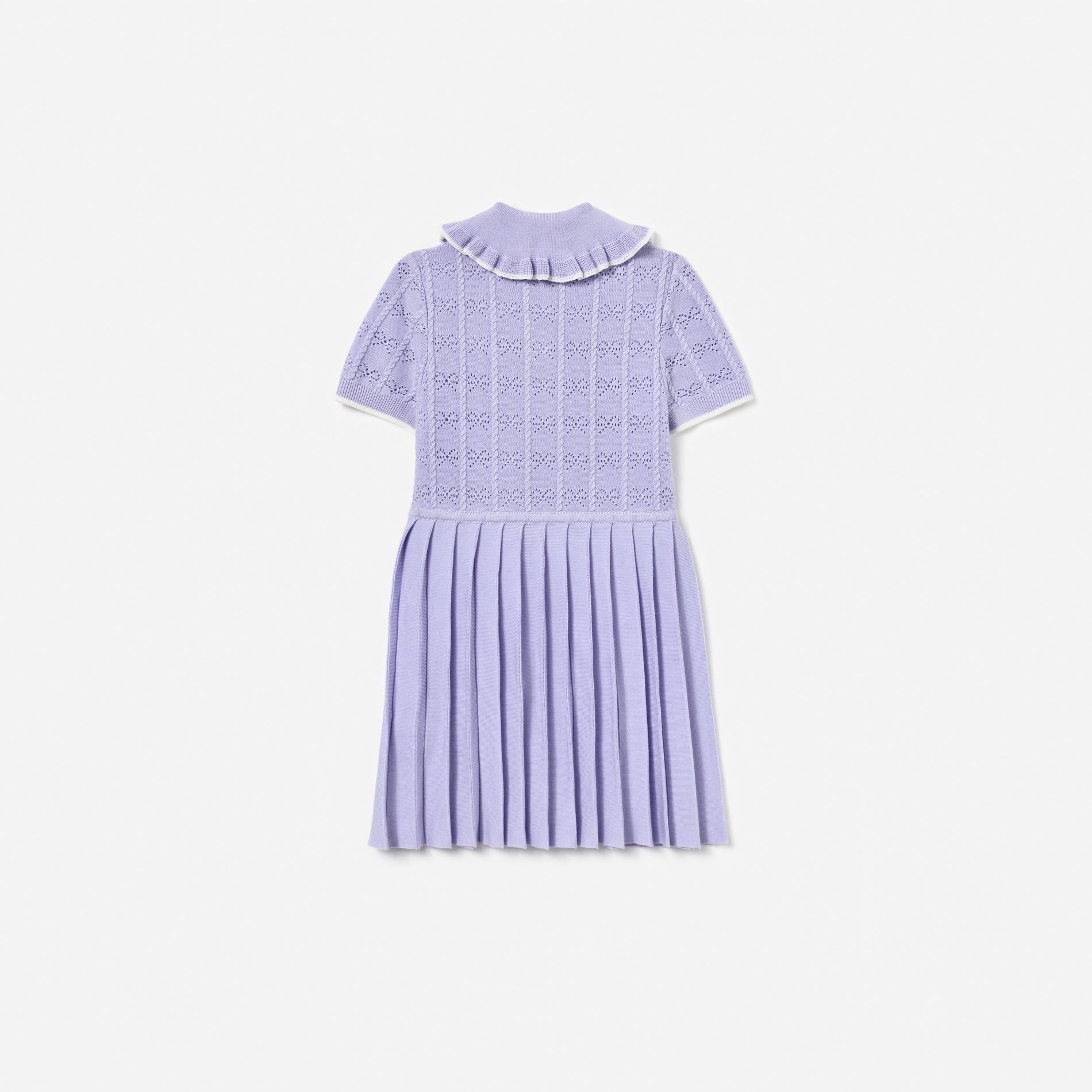 Lilac Pleated Pointelle Knit Dress