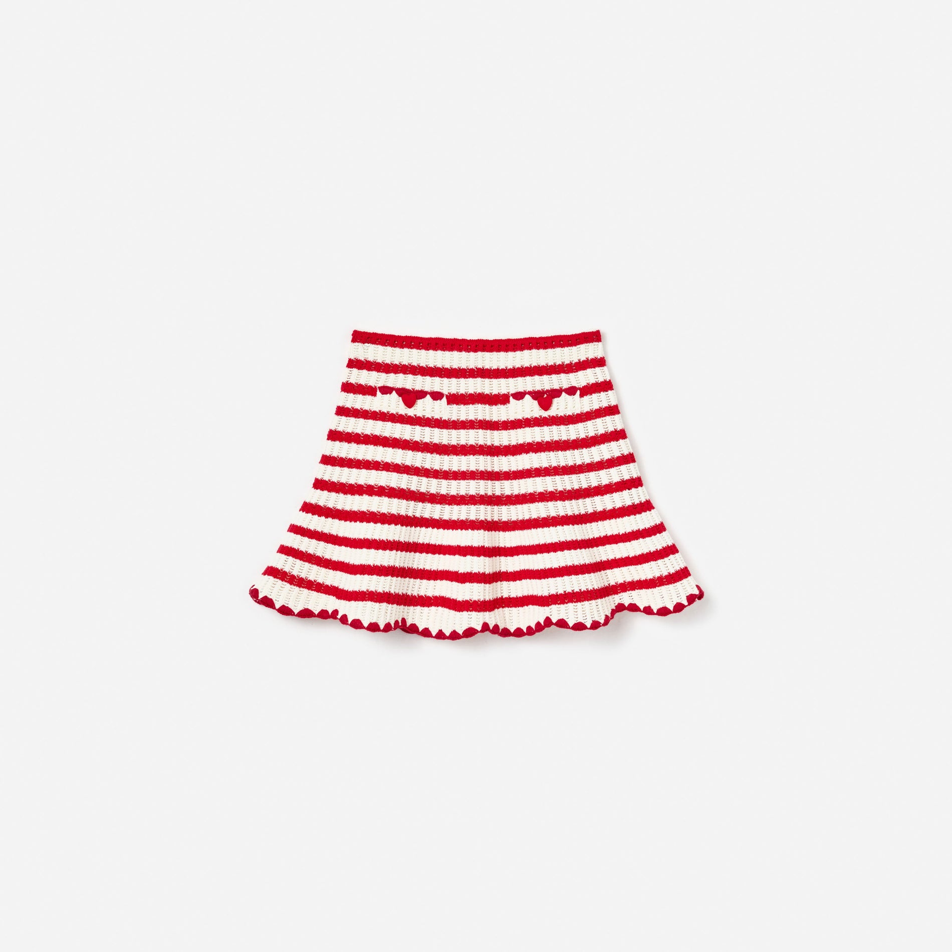 Cream And Red Stripe Knitted Skirt