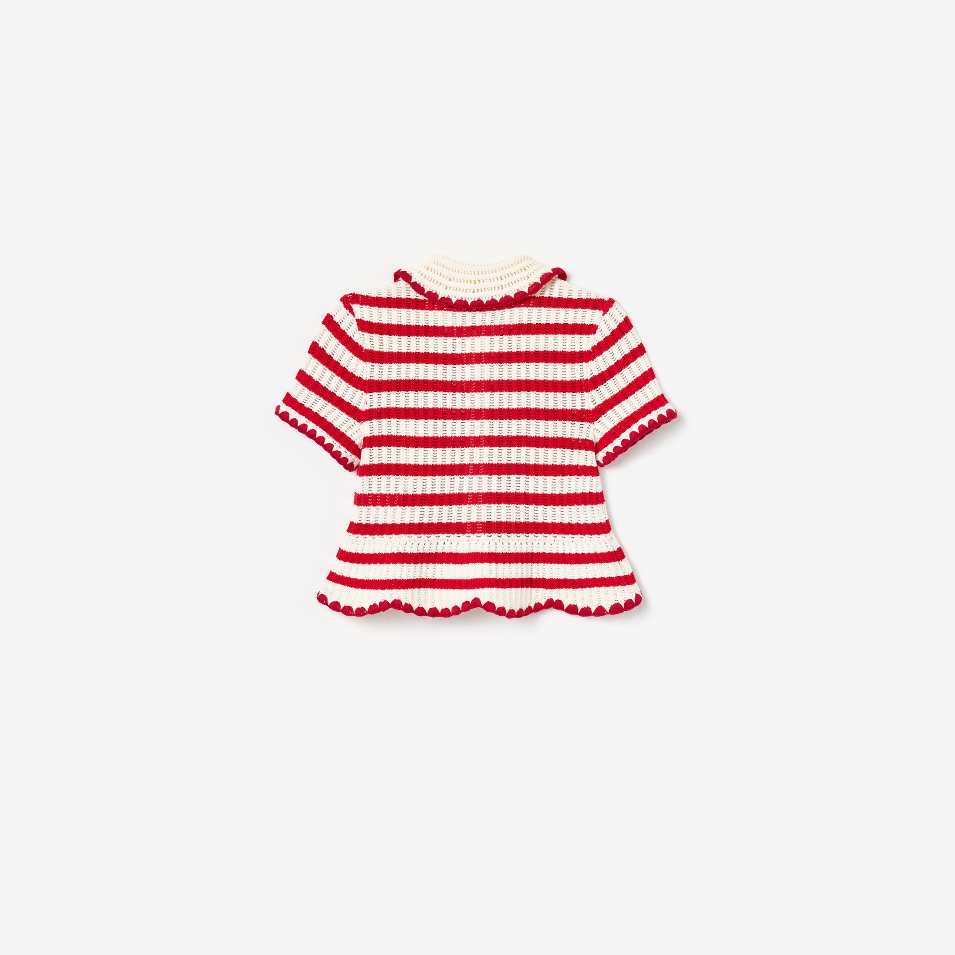 Cream And Red Stripe Knitted Top