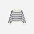 Cream And Navy Striped Knitted Cardigan