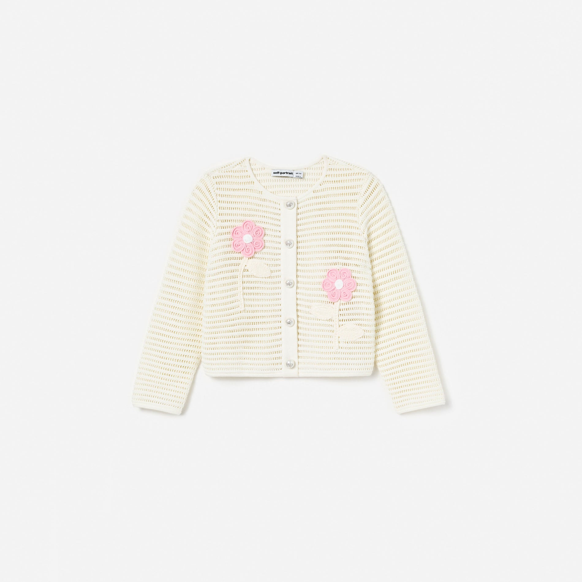 Cream Flower Knitted Cardigan