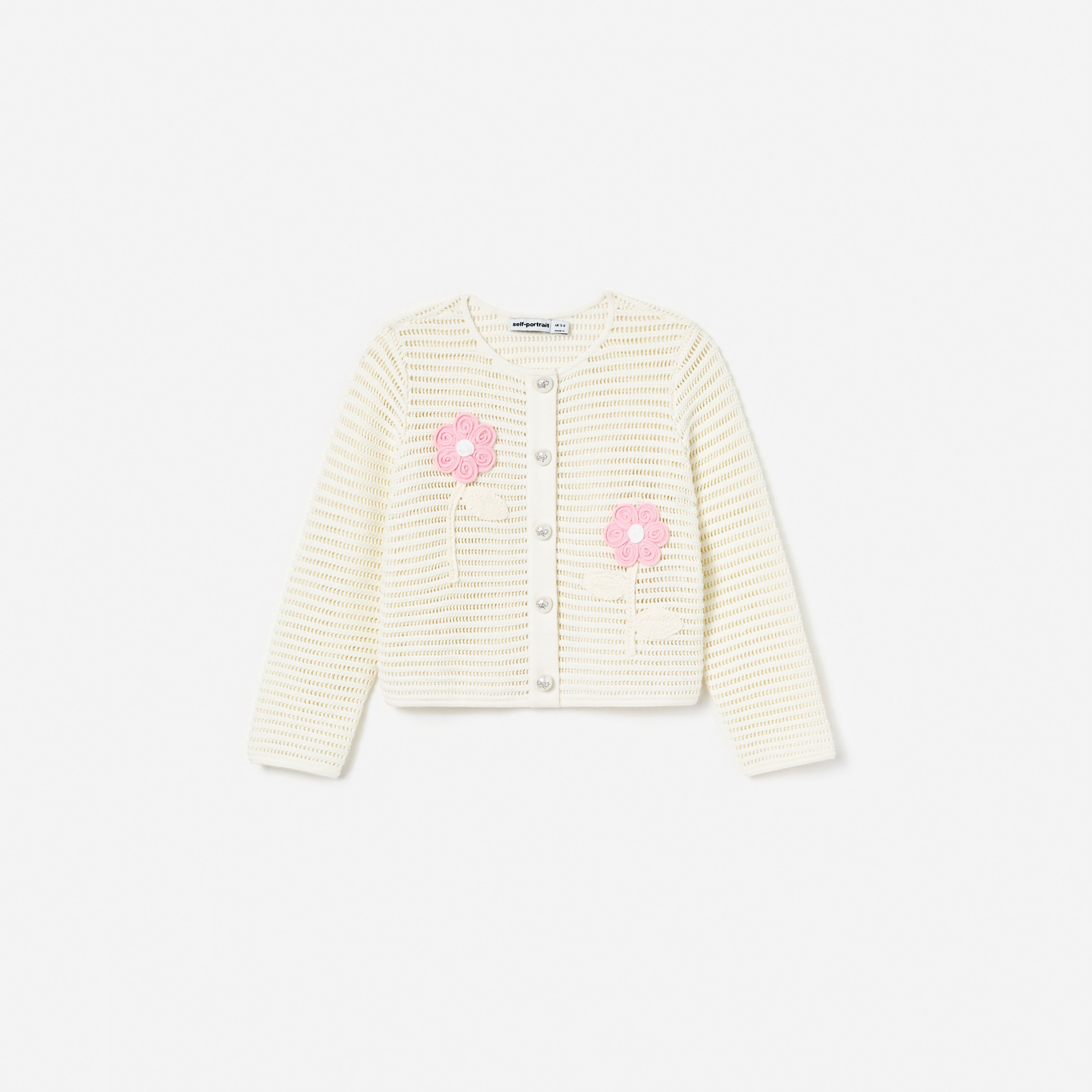 Cream Flower Knitted Cardigan